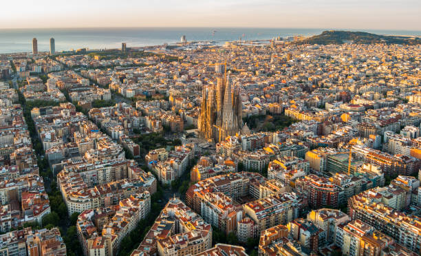 Barcelona’s Grid pattern truly comes to life when viewed from above.